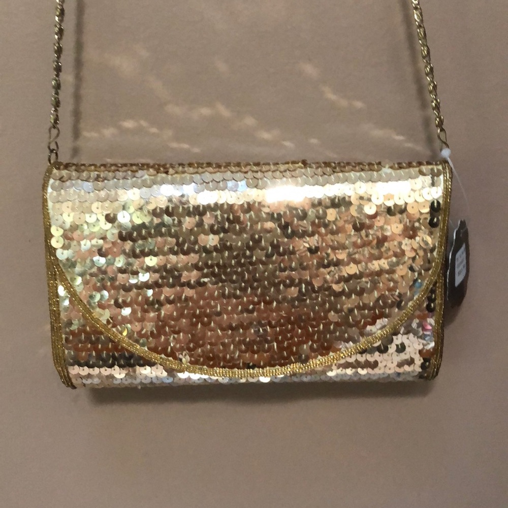 LeRegale gold sequined purse